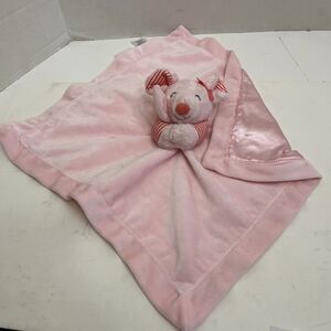 Carters Pink Mouse Lovey Stripes Rattle Security Blanket Plush Animal Satin Back